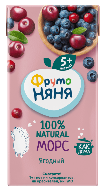 МОРС ФРУТОНЯНЯ 0,5Л ЯГОДНЫЙ КЛЮКВА ЧЕРНИКА ВИШНЯ Д/П