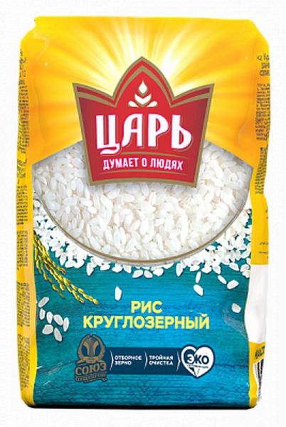 КРУПА РИС ЦАРЬ 800Г КРУГЛОЗЕРНЫЙ МЯГ/УП
