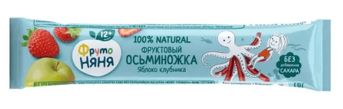 КУСОЧКИ ФРУКТОВЫЕ ФРУТОНЯНЯ 16Г ИЗ ЯБЛОК И КЛУБНИКИ Д/П ПАКЕТ