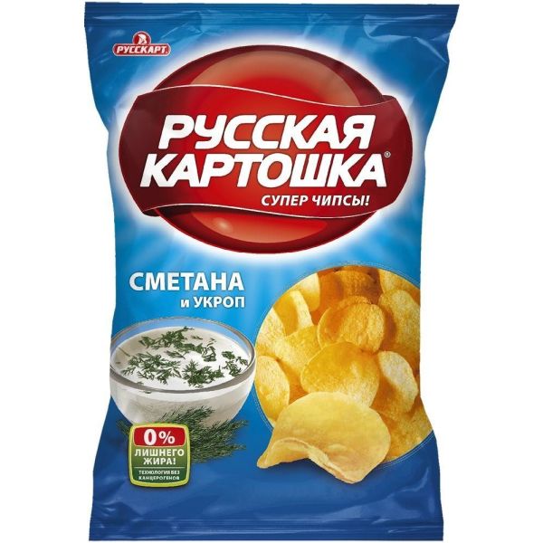 ЧИПСЫ РУССКАЯ КАРТОШКА 50Г СМЕТАНА УКРОП