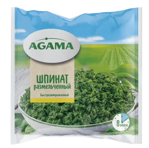 ЗАМОРОЗКА ОВОЩНАЯ АГАМА 400Г ШПИНАТ РАЗМЕЛЬЧЕННЫЙ