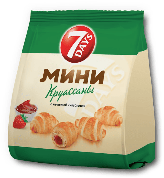 КРУАССАНЫ 7 ДНЕЙ 265Г С НАЧИНКОЙ КЛУБНИКА МИНИ