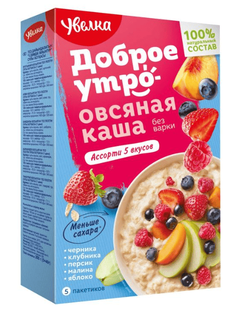 КАША УВЕЛКА 5*40Г ОВСЯНАЯ Б/П АССОРТИ ИЗ 5-ТИ ВКУСОВ