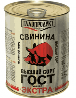 ТУШЕНКА ГЛАВПРОДУКТ 338Г СВИНАЯ ЭКСТРА ВС ЖБ КЛЮЧ