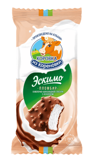 МОРОЖЕНОЕ КОРОВКА ИЗ КОРЕНОВКИ 70Г ПЛОМБИР ВАНИЛЬНЫЙ В ГЛАЗ С ФУНДУКОМ ЭСКИМО