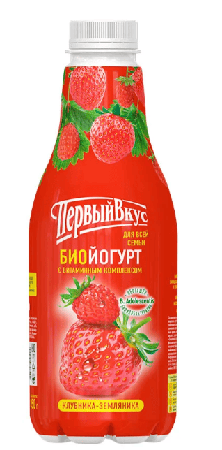 БИОЙОГУРТ ПЕРВЫЙ ВКУС 2,5% 850Г КЛУБНИКА-ЗЕМЛЯНИКА ОБОГАЩ ПЭТ