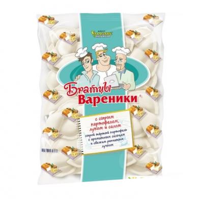 ВАРЕНИКИ БРАТЦЫ ВАРЕНИКИ 900Г С СЫРЫМ КАРТОФЕЛЕМ ЛУКОМ И САЛОМ