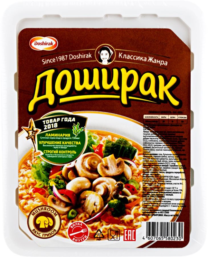 ЛАПША Б/П ДОШИРАК 90Г СО ВКУСОМ ГРИБОВ ЛОТОК