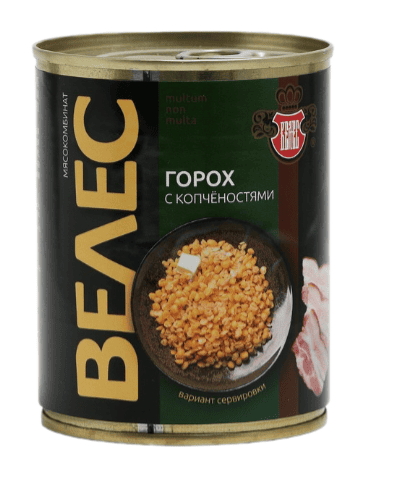 ГОРОХ ВЕЛЕС 340Г С КОПЧЕНОСТЯМИ ГОСТ ЖБ