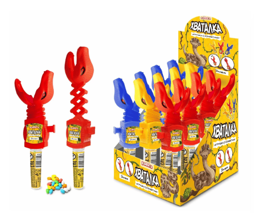 ИГРУШКА ХВАТАЛКА ЗМЕЯ 5Г С КОНФЕТАМИ