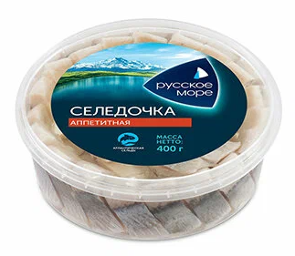 СЕЛЬДЬ РУССКОЕ МОРЕ 400Г ФИЛЕ-КУСОЧКИ Т/О С/С В МАСЛЕ СЕЛЁДОЧКА АППЕТИТНАЯ ПЛ/Б