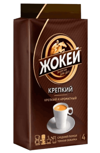 КОФЕ ЖОКЕЙ КРЕПКИЙ ЖАРЕНЫЙ МОЛОТЫЙ 225Г