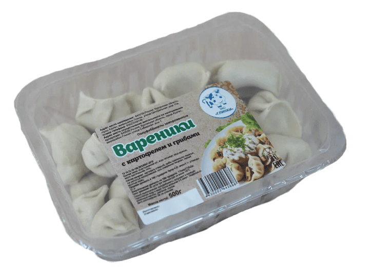ВАРЕНИКИ ГЛИНКИ 500Г С КАРТОФЕЛЕМ И ГРИБАМИ КОНТЕЙНЕР
