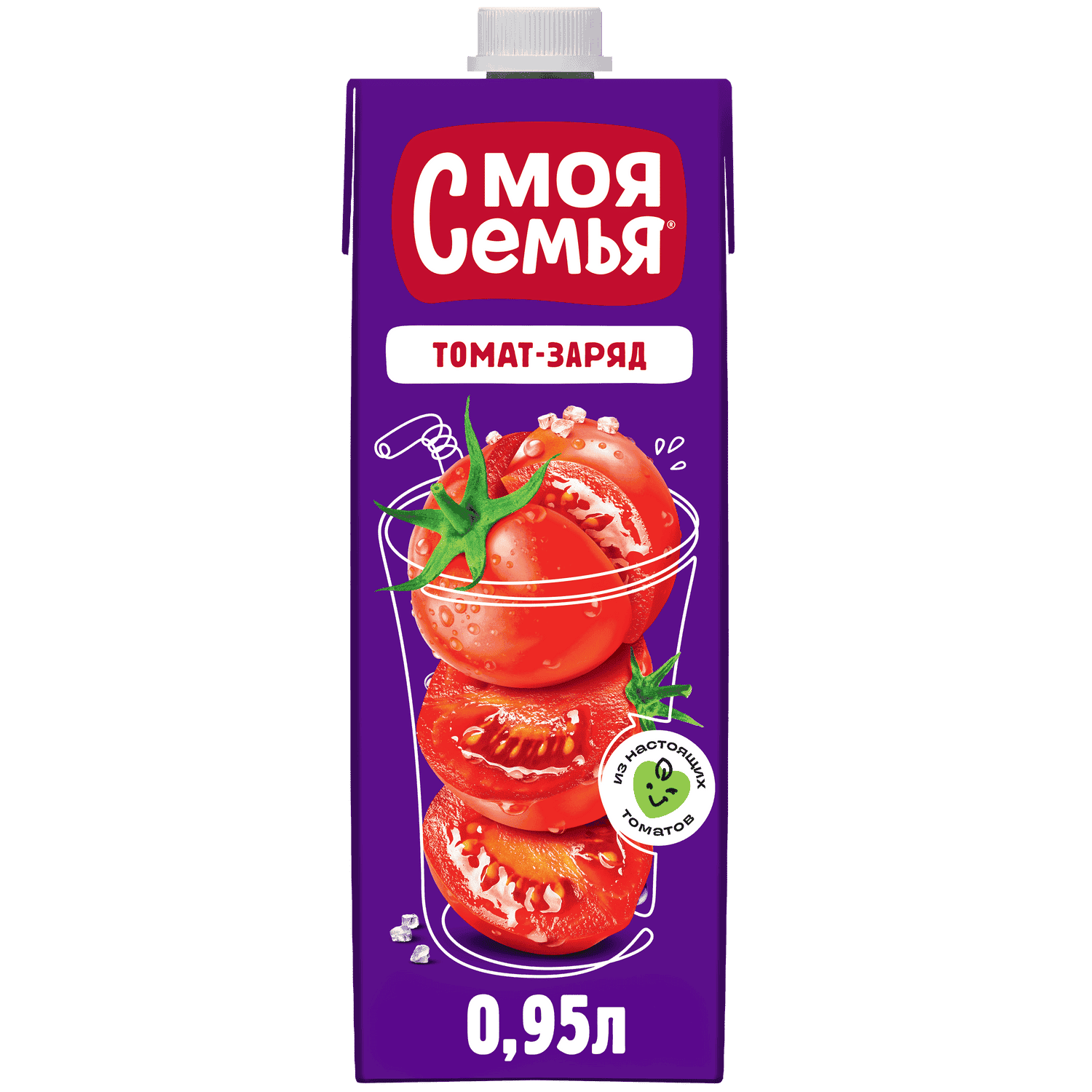 МОЯ СЕМЬЯ 0,95Л НЕКТАР ТОМАТНЫЙ С СОЛЬЮ ТОМАТ-ЗАРЯД Т/ПАК