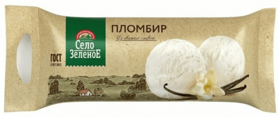 МОРОЖЕНОЕ СЕЛО ЗЕЛЕНОЕ 850Г ПЛОМБИР С АРОМАТОМ ВАНИЛИ ПЭТ ПАКЕТ