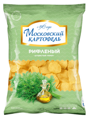 КАРТОФЕЛЬ ХРУСТЯЩИЙ МОСКОВСКИЙ КАРТОФЕЛЬ 150Г СО ВКУСОМ ДУШИСТОГО УКРОПА РИФЛ