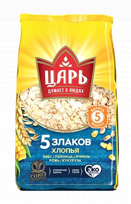 ХЛОПЬЯ ЦАРЬ 400Г 5 ЗЛАКОВ МЯГ/УП