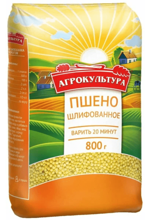 КРУПА АГРОКУЛЬТУРА 800Г ПШЕНО ШЛИФОВАННОЕ М/У
