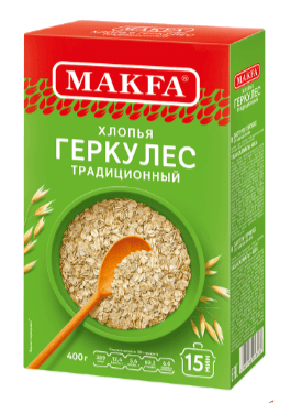 ХЛОПЬЯ МАКФА 400Г ГЕРКУЛЕС ТРАДИЦИОННЫЙ ТВ