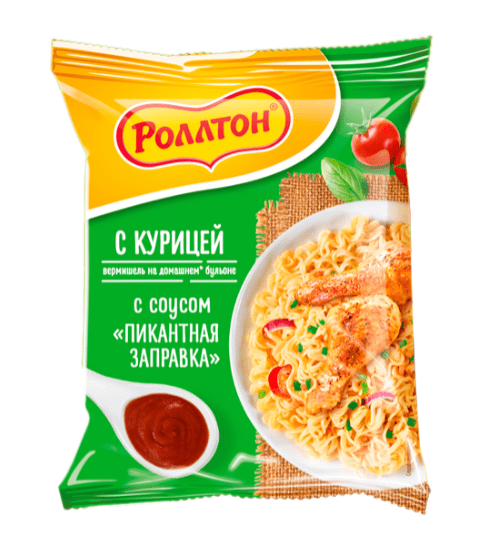 ВЕРМИШЕЛЬ Б/П РОЛЛТОН 65Г С КУРИЦЕЙ НА ДОМАШНЕМ БУЛЬОНЕ С СОУСОМ ПИКАНТ ЗАПРАВКА