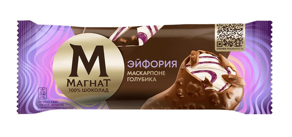 МОРОЖЕНОЕ ИНМАРКО МАГНАТ 70Г СЛИВОЧНОЕ МАСКАРПОНЕ ГОЛУБИКА ЭСКИМО