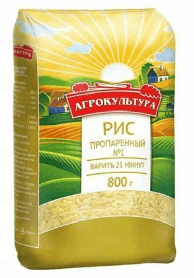 КРУПА АГРОКУЛЬТУРА 800Г РИС ПРОПАРЕННЫЙ №1 М/У