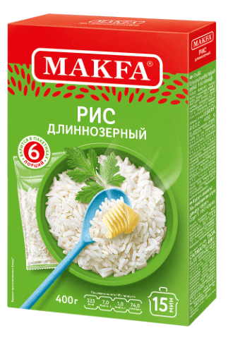 КРУПА РИС МАКФА ДЛИННОЗЕРНЫЙ ШЛИФОВАННЫЙ 400Г ПОРЦИОННЫЙ ПАКЕТ