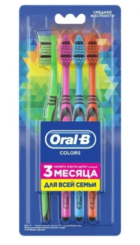 ЩЕТКА ЗУБНАЯ ОРАЛ-БИ 4ШТ КОЛОР СРЕДНЯЯ