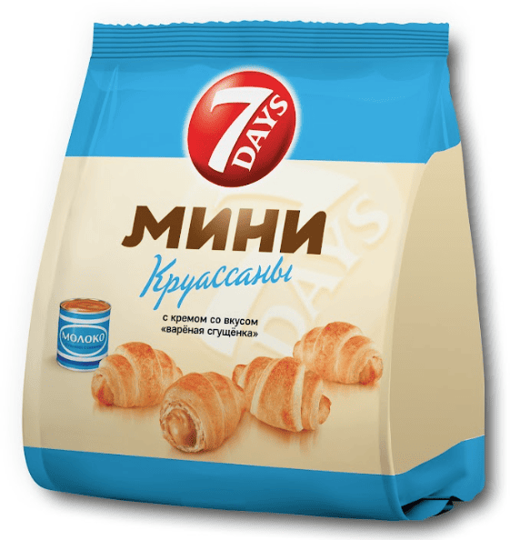КРУАССАНЫ 7 ДНЕЙ 265Г С КРЕМОМ СО ВКУСОМ ВАРЕНАЯ СГУЩЕНКА МИНИ