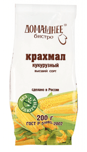 КРАХМАЛ КУКУРУЗНЫЙ ДОМАШНЕЕ БИСТРО 200Г В/С ПАКЕТ