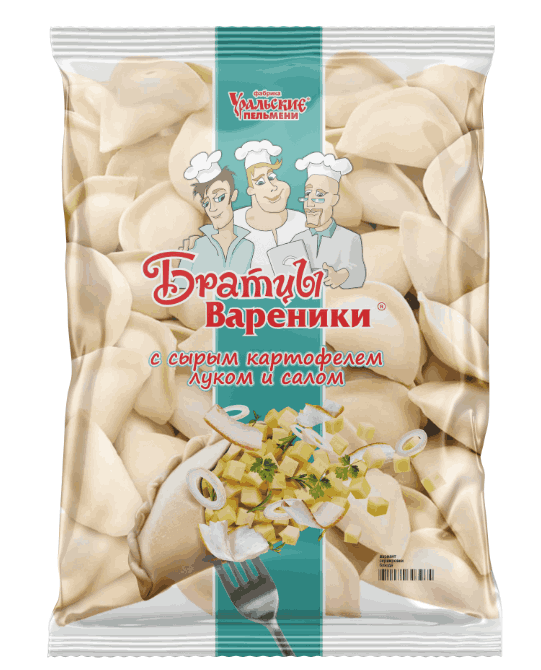 ВАРЕНИКИ БРАТЦЫ ВАРЕНИКИ 750Г С СЫРЫМ КАРТОФЕЛЕМ ЛУКОМ И САЛОМ