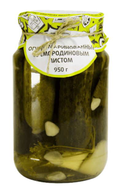 ОГУРЦЫ ПОГРЕБОК 950Г МАРИНОВАННЫЕ СО СМОРОДИНОВЫМ ЛИСТОМ СТ/Б