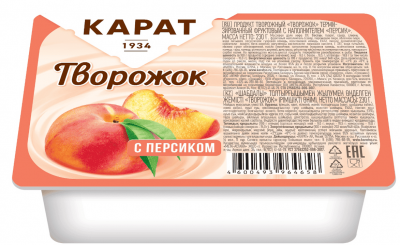 ПРОДУКТ ТВОРОЖНЫЙ КАРАТ ТВОРОЖОК 230Г ФРУКТОВЫЙ С НАПОЛНИТ ПЕРСИК 9% ПЛАСТ