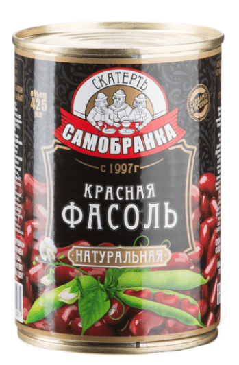 ФАСОЛЬ СКАТЕРТЬ-САМОБРАНКА 425МЛ КРАСНАЯ НАТУРАЛЬНАЯ ЖБ