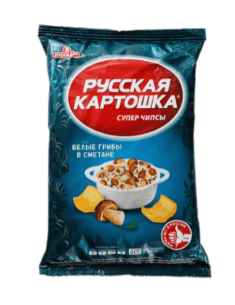 ЧИПСЫ РУССКАЯ КАРТОШКА 105Г СО ВКУСОМ БЕЛЫХ ГРИБОВ В СМЕТАНЕ