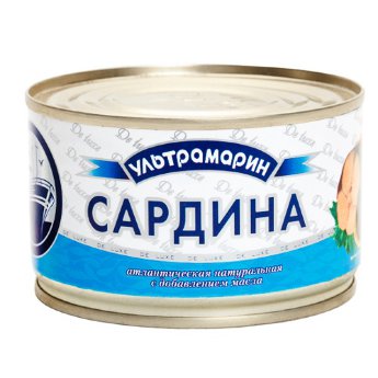 САРДИНА УЛЬТРАМАРИН 240Г ТИХООКЕНСКАЯ НАТУРАЛЬНАЯ С ДОБАВЛЕНИЕМ МАСЛА ЖБ