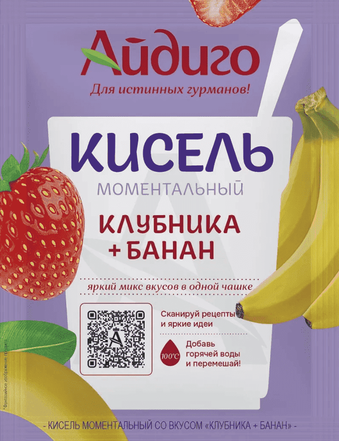 КИСЕЛЬ АЙДИГО 30Г КЛУБНИКА БАНАН МОМЕНТАЛЬНЫЙ