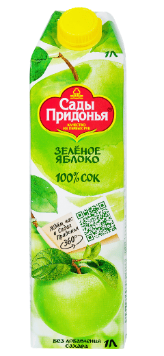 СОК САДЫ ПРИДОНЬЯ 1Л ЯБЛОКО ЗЕЛЕНОЕ ОСВЕТЛЕННЫЙ