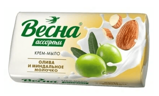 КРЕМ МЫЛО ВЕСНА АССОРТИ 90Г ОЛИВА И МИНДАЛЬНОЕ МОЛОЧКО