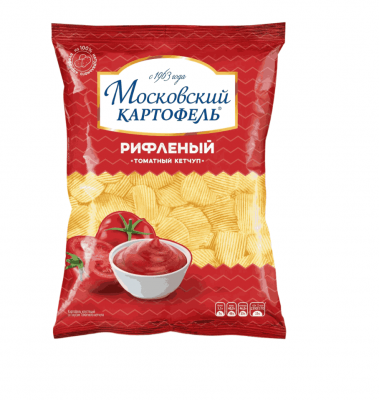 КАРТОФЕЛЬ ХРУСТЯЩИЙ МОСКОВСКИЙ КАРТОФЕЛЬ 120Г РИФЛЕНЫЙ СО ВКУСОМ ТОМАТ КЕТЧУПА