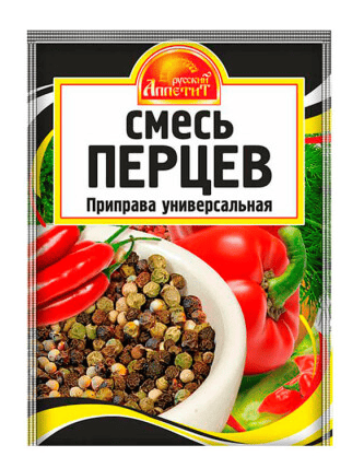 ПРИПРАВА РУССКИЙ АППЕТИТ 15Г ПЯТЬ ПЕРЦЕВ ГОРОШКОМ