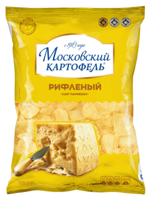 КАРТОФЕЛЬ ХРУСТЯЩИЙ МОСКОВСКИЙ КАРТОФЕЛЬ 70Г СО ВКУСОМ СЫРА ПАРМЕЗАН РИФЛ