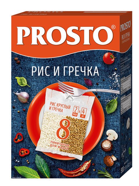 КРУПА ПРОСТО АССОРТИ РИС И ГРЕЧА 500Г 8*62,5Г ТВ