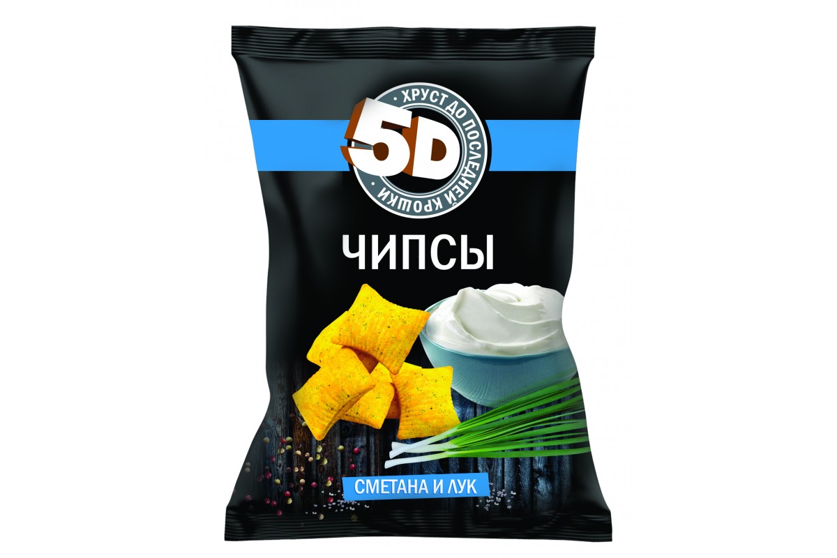 ЧИПСЫ ПШЕНИЧНЫЕ 5Д 90Г СО ВКУСОМ СМЕТАНА ЛУК