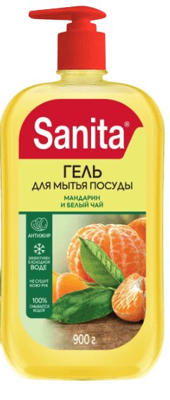 СРЕДСТВО Д/МЫТЬЯ ПОСУДЫ САНИТА 900Г МАНДАРИН И БЕЛЫЙ ЧАЙ