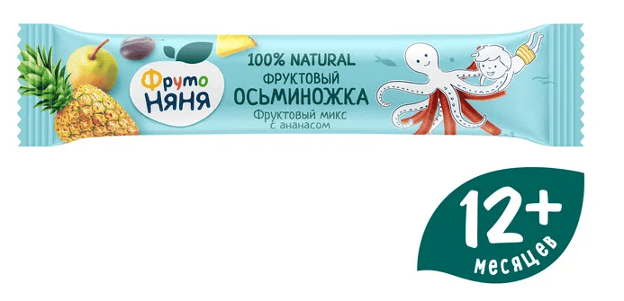 КУСОЧКИ ФРУКТОВЫЕ ФРУТОНЯНЯ 16Г ФРУКТОВЫЙ ОСЬМИНОЖКА ГРУША ЯБЛОКО И АНАНАС Д/ПАК
