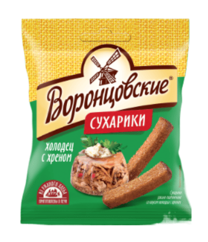 СУХАРИКИ ВОРОНЦОВСКИЕ 80Г СО ВКУСОМ ХОЛОДЦА С ХРЕНОМ