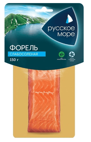 ФОРЕЛЬ РАДУЖНАЯ РУССКОЕ МОРЕ 150Г С/СОЛЕНАЯ ФИЛЕ-КУСОК