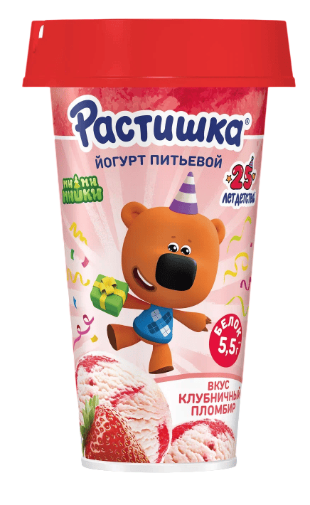 ЙОГУРТ ДАНОН РАСТИШКА 190Г 2,8% ПИТЬЕВОЙ СО ВКУСОМ КЛУБНИЧНОГО ПЛОМБИРА ОБОГАЩ