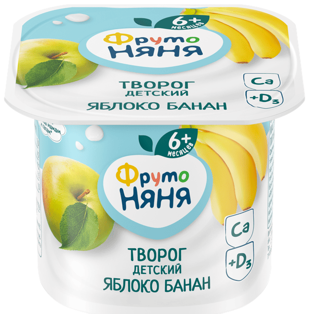 БИОТВОРОГ ФРУТОНЯНЯ 100Г С ЯБЛОКОМ И БАНАНОМ ДЛЯ ДЕТСКОГО ПИТАНИЯ 4,2%